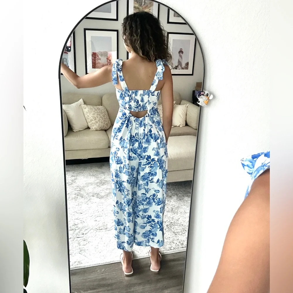 Sugarlips Blue and White Floral Jumpsuit - Picture 2 of 4